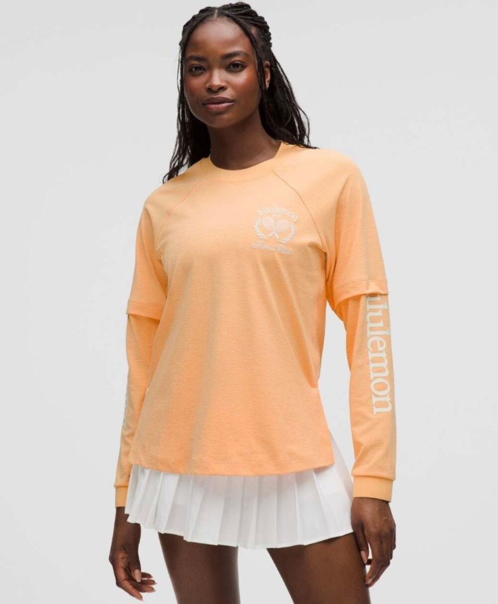 NWOT Lululemon Layered Long Sleeve T-shirt Tennis Club Women's 8 Melon Orange